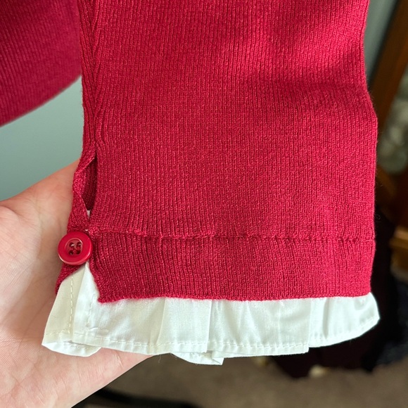 Chic Red Top with White Ruffle Accents - Picture 3 of 7